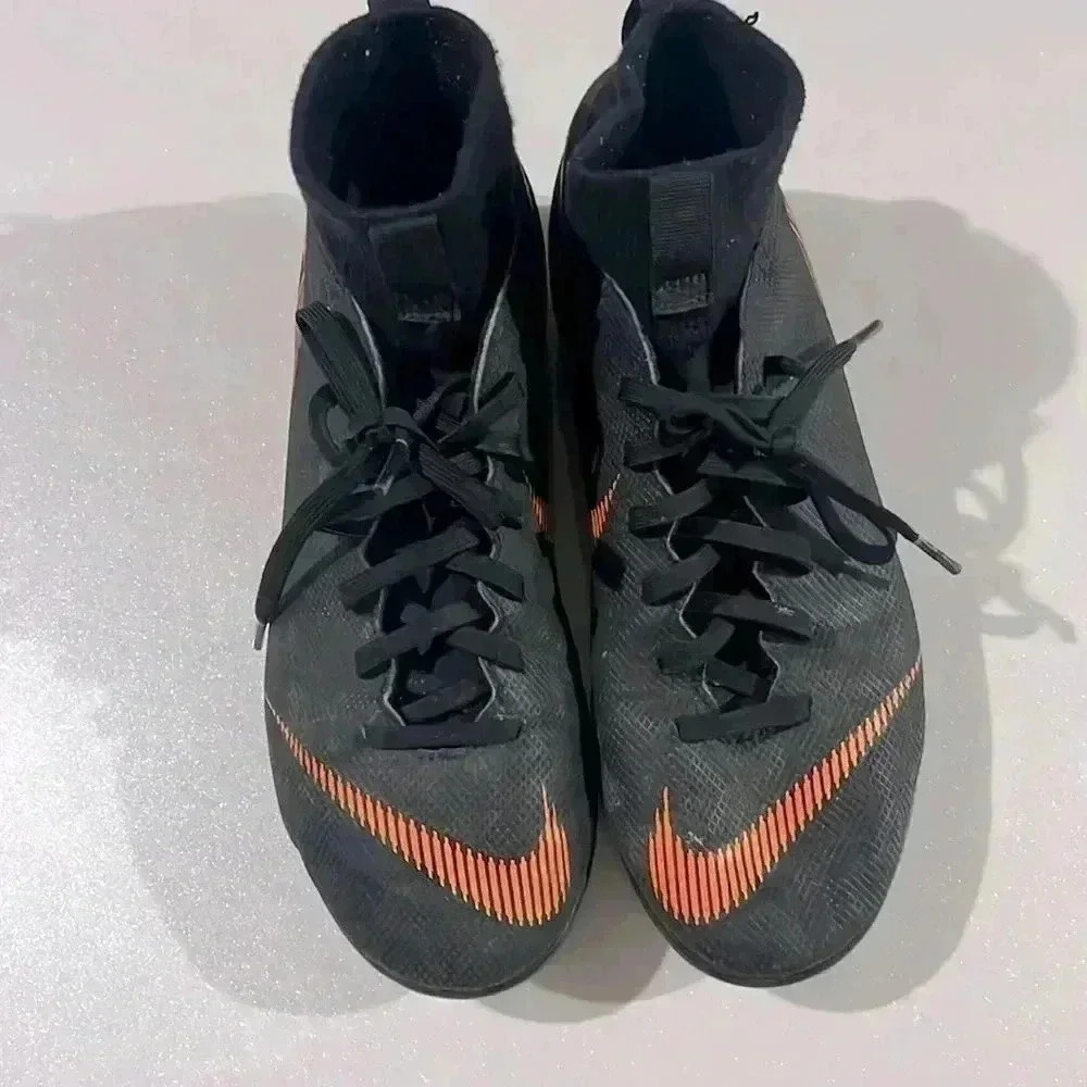 Nike Mercurial Fly Knit Soccer Cleats Black/Orange youth sport shoe football 6